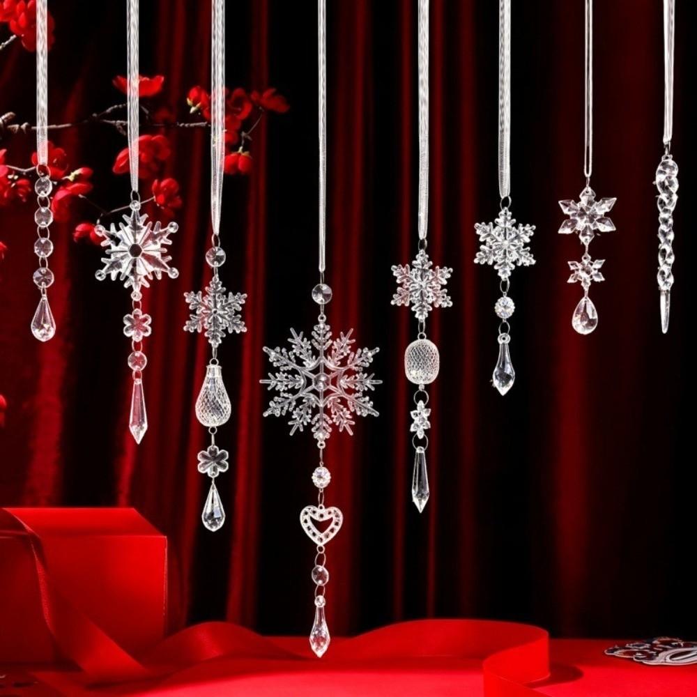 21pcs Acrylic Hanging Christmas Ornaments Transparent Christmas Decorations Holiday Home Decor