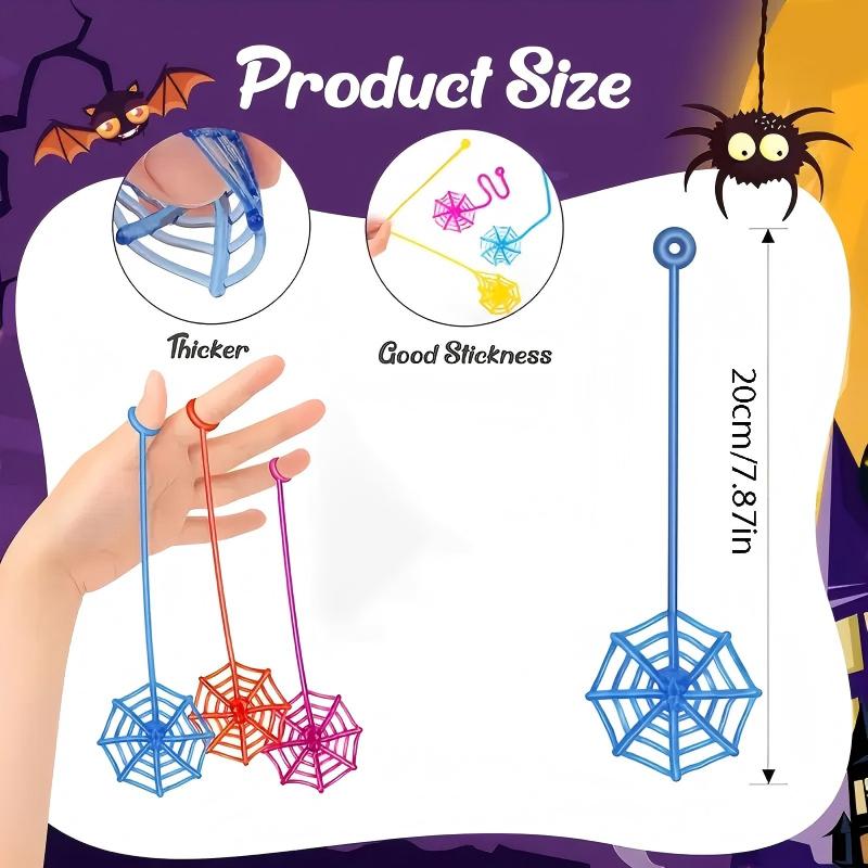 10/20pcs Sticky Spider Web Hands Party Favor Bags Long Stretchy Cobweb Sticky Toys for Kids Halloween Goodie Bag Stuffers
