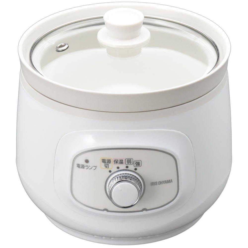 IRIS OHYAMA Slow Easy Leave Warm Braised Braised Boiled Easy Time Saving 4 Recipes White Cooker, Cooking, Mode, 1.6L, Curry, Fish, Operation, Cooking,