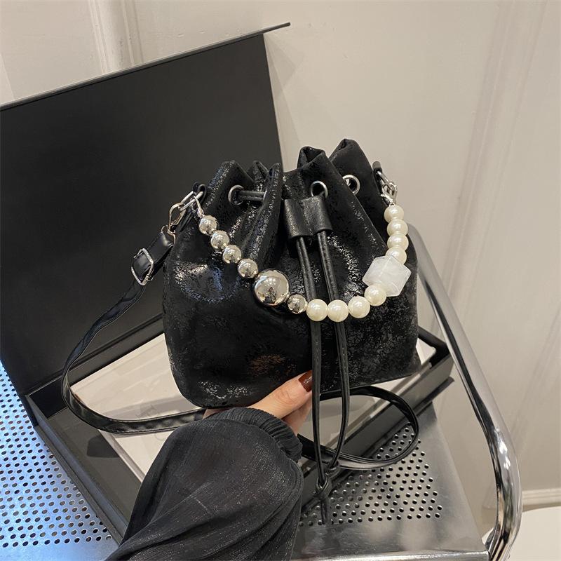 Large Capacity Bag Fashion Pearl Handbag Texture Pu Shoulder Bag Niche Versatile Bucket Bag