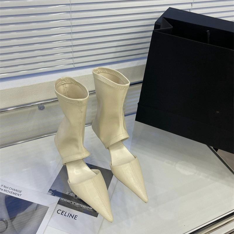 Fashion Summer Boots Style Hottie Sexy Pointed Head Women Shoes High Heels Hollow Comfortable Cool Boots Elastic Short Boots Women Shoes