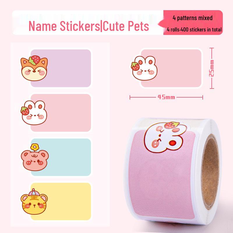 Waterproof Cartoon Name Stickers for Kids' Items - School Bag, Water Cup, and More 