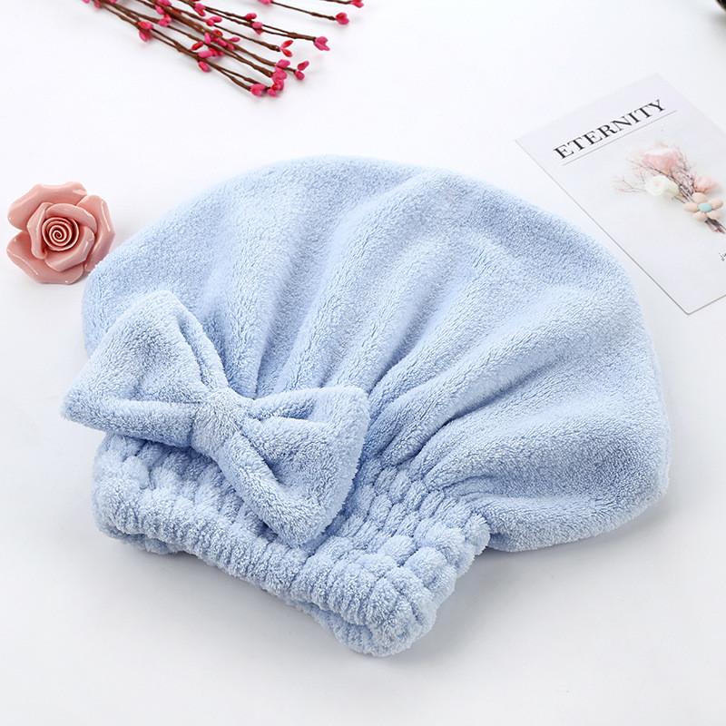 Bow Fleece Coral Solid Color Dry Hair Cap Bathroom Supplies Breathable Durable