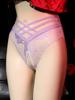 Fashion New Sexy Lace Splicing Open Crotch Underwear Women's Pure Desire Cross Low Waist Large Size Breathe Briefs QZUS