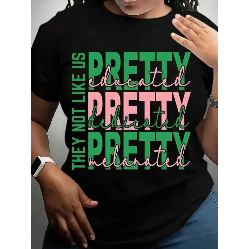 

Sorority Graphic Tee Pink Green Retro Pattern Casual Summer Trendy Top 4XL чорний