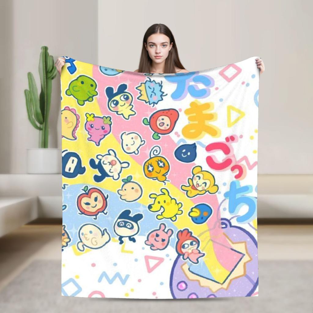 Japanese Cute Tamagotchis Blanket Flannel Funny Breathable Throw Blanket for Coverlet Autumn/Winter