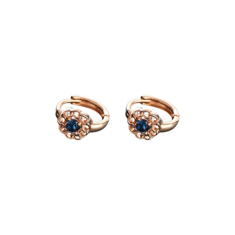 Rose Gold Earrings Simple and Compact Hollow Chain Flowers Royal Blue Gentle Wind Earrings