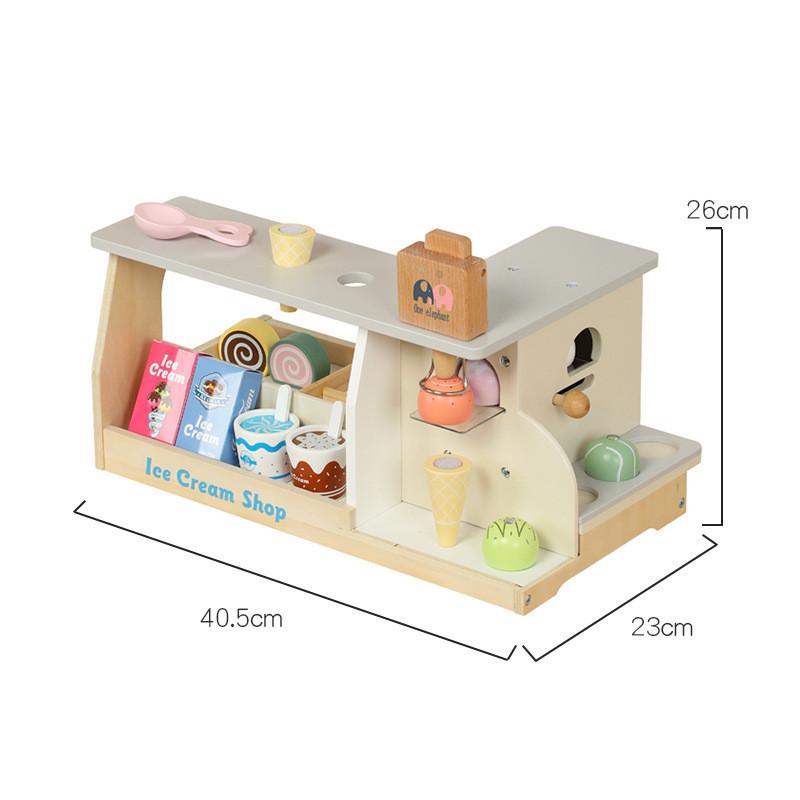 

Деревянный магазинчик по продаже мороженого кремового цвета, игрушка для детей для визуального и когнитивного развития
