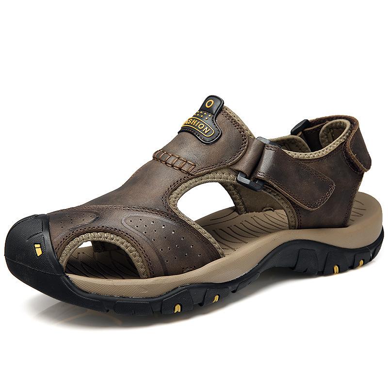2026 Men s Breathable Cowhide Sandals - Summer Casual Non-slip Beach Shoes 44