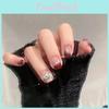 Chestnut Red Handmade Gel Nail Stickers Cherry Color Nail Patch Short French Heart Nail Art