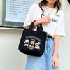 New Cartoon Embroidery Lunch Bag Casual Fashion Canvas Handbag Cute Bear Tote Bag Outdoor Food Storage Picnic Pouch