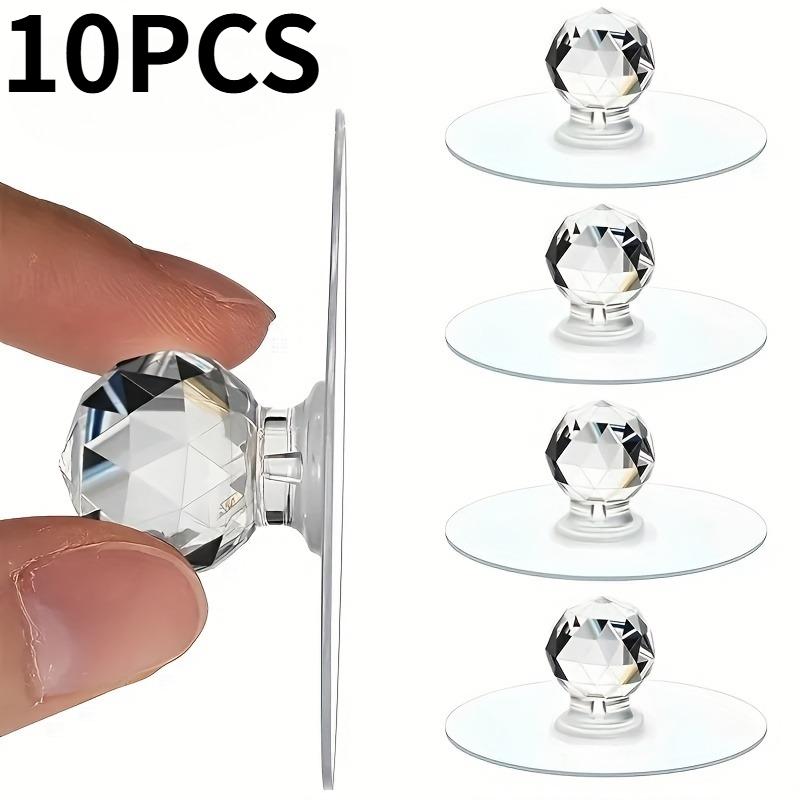 5/10pcs Round Self-Adhesive Push Pull Handles for Cabinet, Drawer,Wardrobes & Glass Door,Crystal Ball Design, Easy Installation