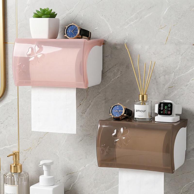 LIEI Wall-Mounted Waterproof Toilet Paper Holder with Storage Shelf