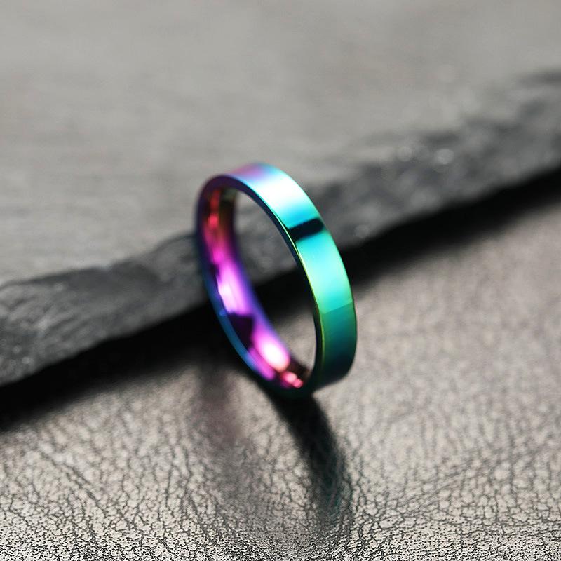 Ring Women's Non-fading Niche Design 4mm Bright Surface, Plain Ring Stainless Steel Jewelry Couple Ring