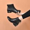 Women's Soft Leather Ankle Boots - Autumn/Winter Low Heel Round Toe Fashionable Warm Shoes for Ladies