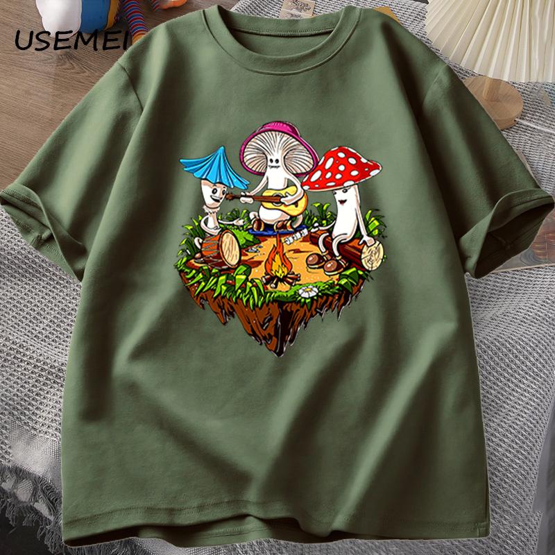 Hippie Magic Mushroom Tshirt Funny Graphic T Shirts Streetwear 90s Men's T-shirts Man Hippie Cotton Tee Shirt T-shirt Male