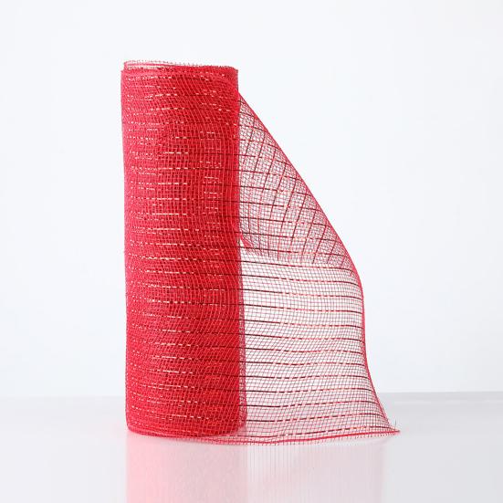 Christmas Mesh Ribbon 10 Inch X 10 Yards Red/Red White