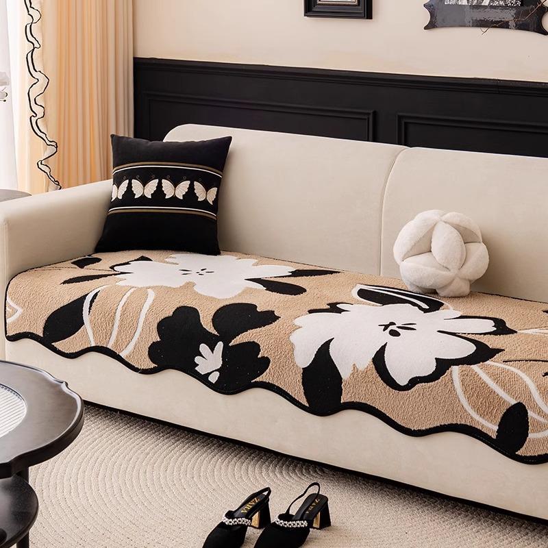 New Chinese-Style Special-Shaped Sofa Cushion  New Autumn And Winter One-Piece Retro Plush Seat Cushion Sofa Cover Towel
