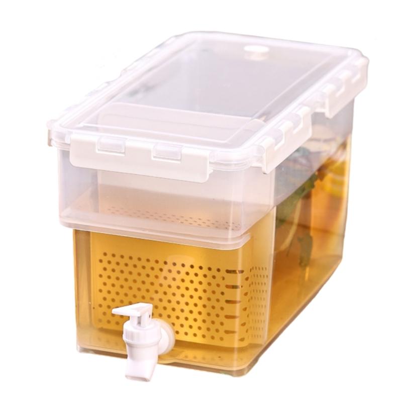 Clear High Capacity Beverage Dispenser with Airtight Lid Refrigerator Safe Leak Proof Drink Container with Tap