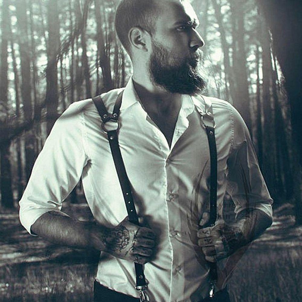 Clip Gentlemen Adjustable Braces Leather Belt Leather Harness Men's Suspenders Body Chest Harness