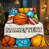 Custom Colorful Basketball Fleece Blanket Personalized Name Sports Print Throw Soft Cozy All Season Bedding Gift For Fans