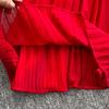 Spring Summer Women Pleated Two Piece Set Elegant V-Neck Draped Chiffon Blouse + High Waist Wide Leg Pants 2Pcs Suit Female New