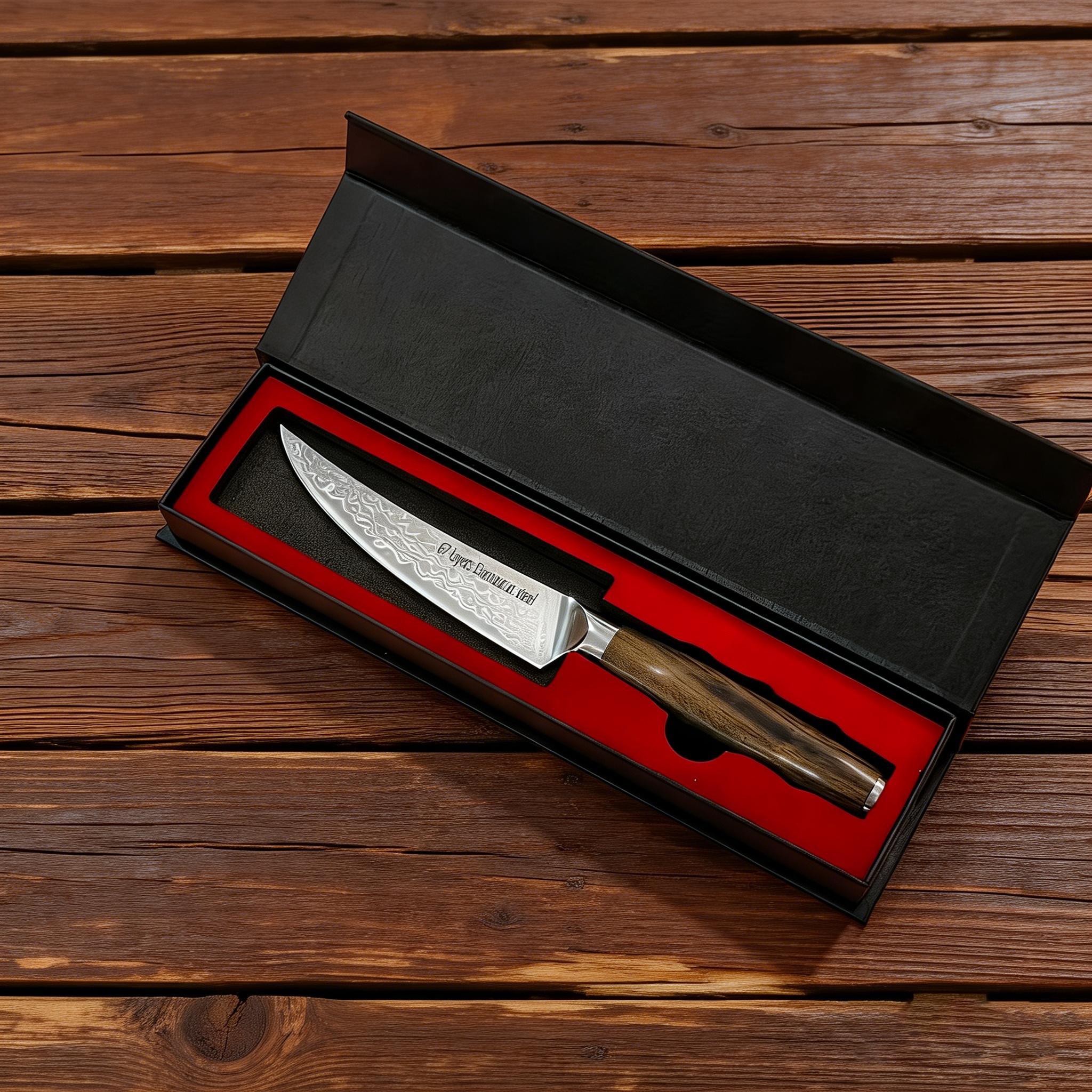 

1 pcs Damascus Steel Steak & Multi-Purpose Knife VG10 Is Super Sharp With Ebony Handle - Razor-Sharp Durable Blade For Kitchen