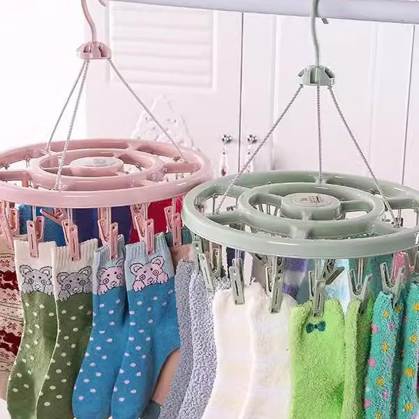Windproof Plastic Drying Rack with 12 Clips - Ideal for Children's Socks, Baby Clothes, and Underwear.