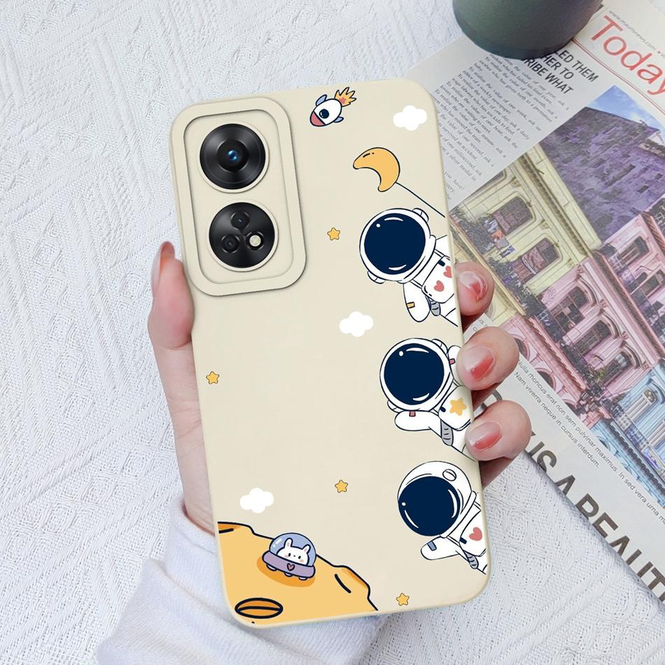 Phone Case For OPPO Reno 8T 4G 5G 8Z 8Lite Cover Cartoon Camera Protection Liquid Silicone Bumper For OPPO Reno8 T Fundas Gift