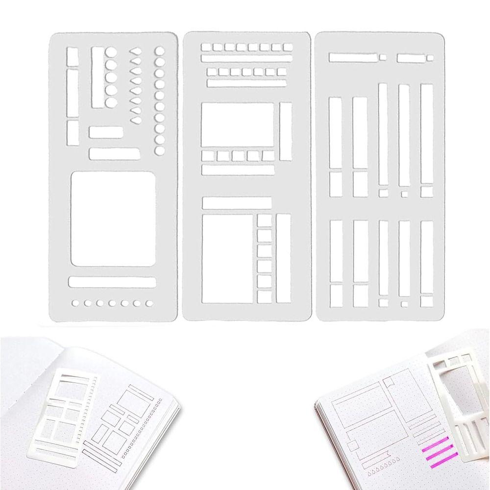 3Pcs/Set Manual Log Planning Template Set Reusable Flexible Journal Stencils