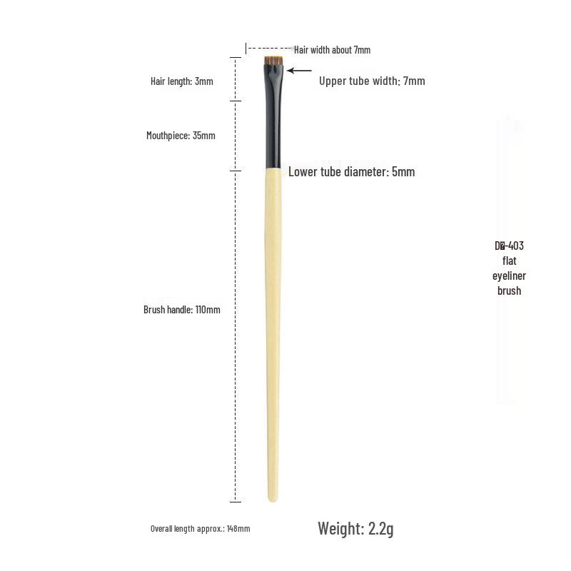 Flowing Cloud Wood Handle Sickle Brush for Eyeliner, Under Eye, and Lower Eyelid Eyeshadow Application.