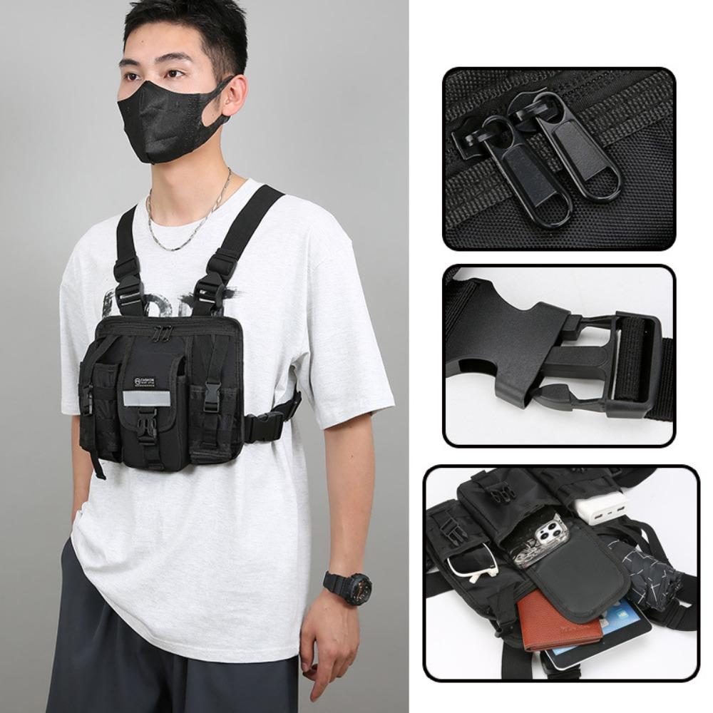 Multi-pocket Double Shoulder Chest Bag Waterproof Message Crossbody Pouch  Mountaineering