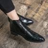 Fashion High Quality Low Heeled Lace Up Brown Chelsea Mens Boots Business Leather Men Designer 2025 Fashion Casual Pointed Cowboy Boots