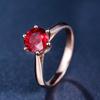 Zhenrong Rose Gold-Plated Garnet Gemstone Six-Prong Amethyst Women's Ring