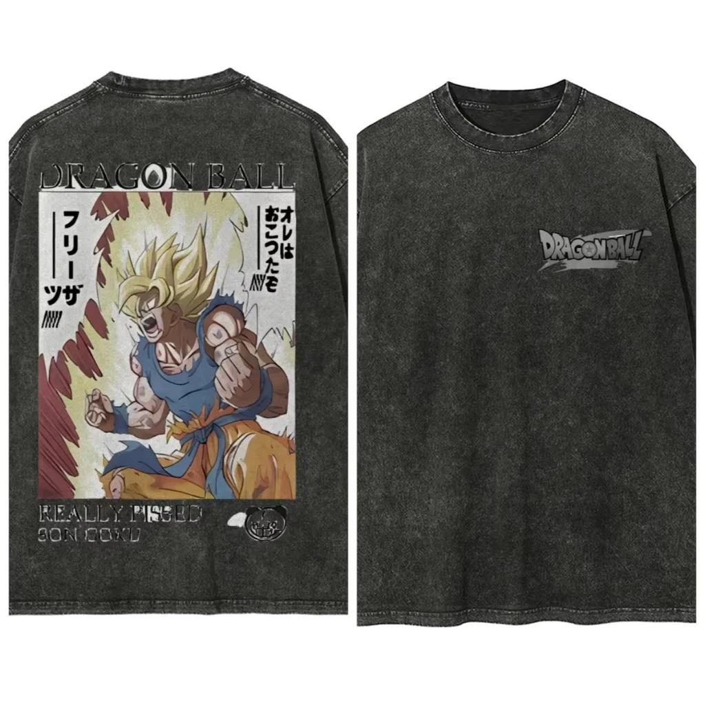 Hot Sale Anime Dragon Ball Son Goku Graphic Print T-Shirt Men Women Streetwear Harajuku Fashion Vintage Washed Cotton Summer New Tee Oversize Top