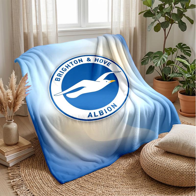 Coperta in Flanella con Stampa Calcio Brighton & Hove Albion, Coperta Morbida Calda Leggera per Divano Letto Campeggio