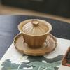 Retro Style Rough Pottery Kung Fu Tea Set, Wood Fired Tea Bowl with Lid, Household Single Sancai Large Kung Fu Tea Tureen
