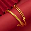 Vietnam Sand Gold Fu Lu Shou Brass Bracelet with Auspicious Clouds - Gold Plated Round Belly Design, Push-Pull Mechanism for Women