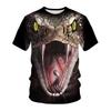 Summer Men's 3D Snake Series Printed Crew Neck T-Shirt Fashion Versatile Breathable Trend Casual