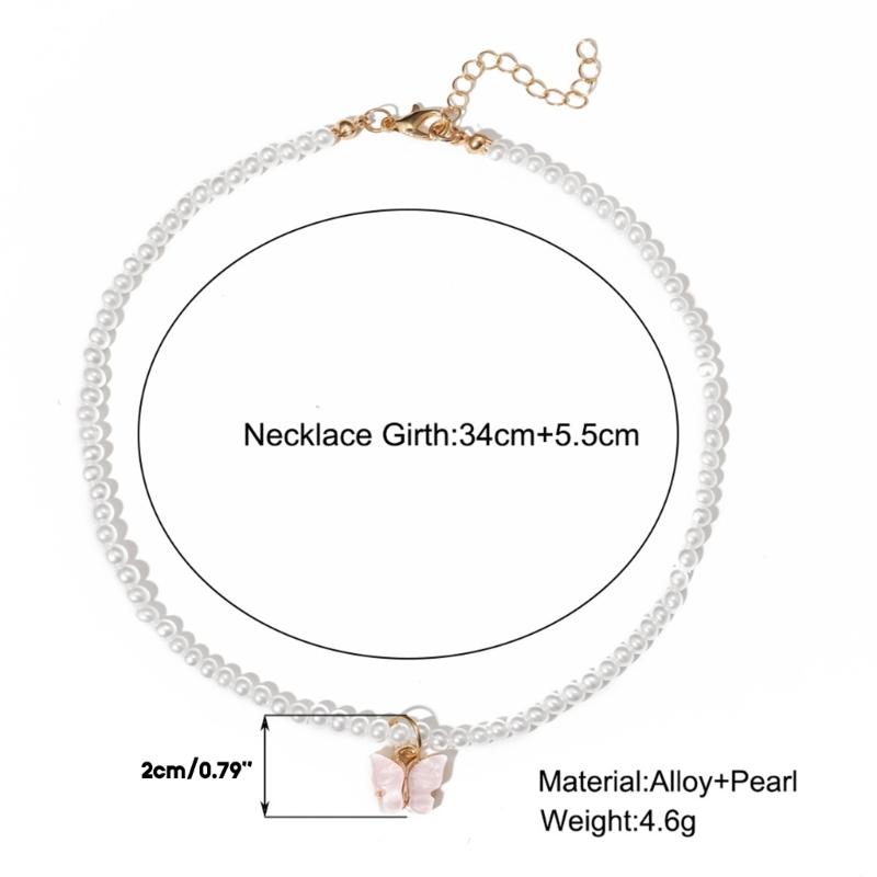 Y2K Pearls Bead Butterfly Pendant Necklace Women Fashion Egirl Punk Grunge Clavicle Chain Fashion Valentines Day Gifts
