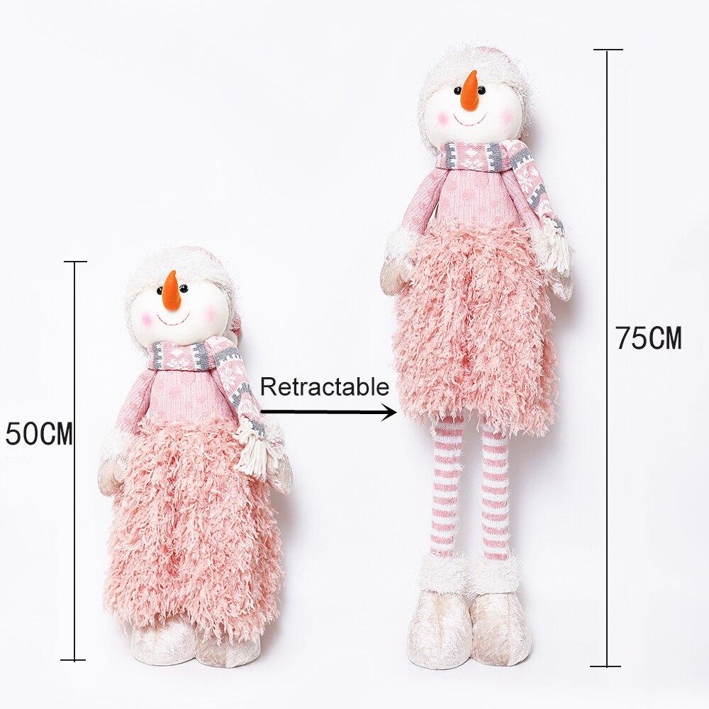 

Розовый выдвижной рождественский гном с длинными ногами, стоящие безликие куклы Санта-Клауса, лесной человек, телескопическая игрушка, украшения, подарок ребенку 75cm Snowman розовый