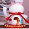 Ceramic Lucky Cat Ornament Maneki Neko Beckoning Fortune Cat Home Car Decoration Gift Wealth Waving Arm Cat Solar Powered
