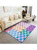 Colorful Checkered Carpet Rainbow Checkerboard Grid Area Rug Blue Pink Purple Ombre Plaid Indoor Floor Mat for Kids Boys Girls