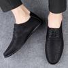 Men's leather shoes soft soles four seasons plus size casual leather shoes fashion trendy youth party Versatile driving shoes