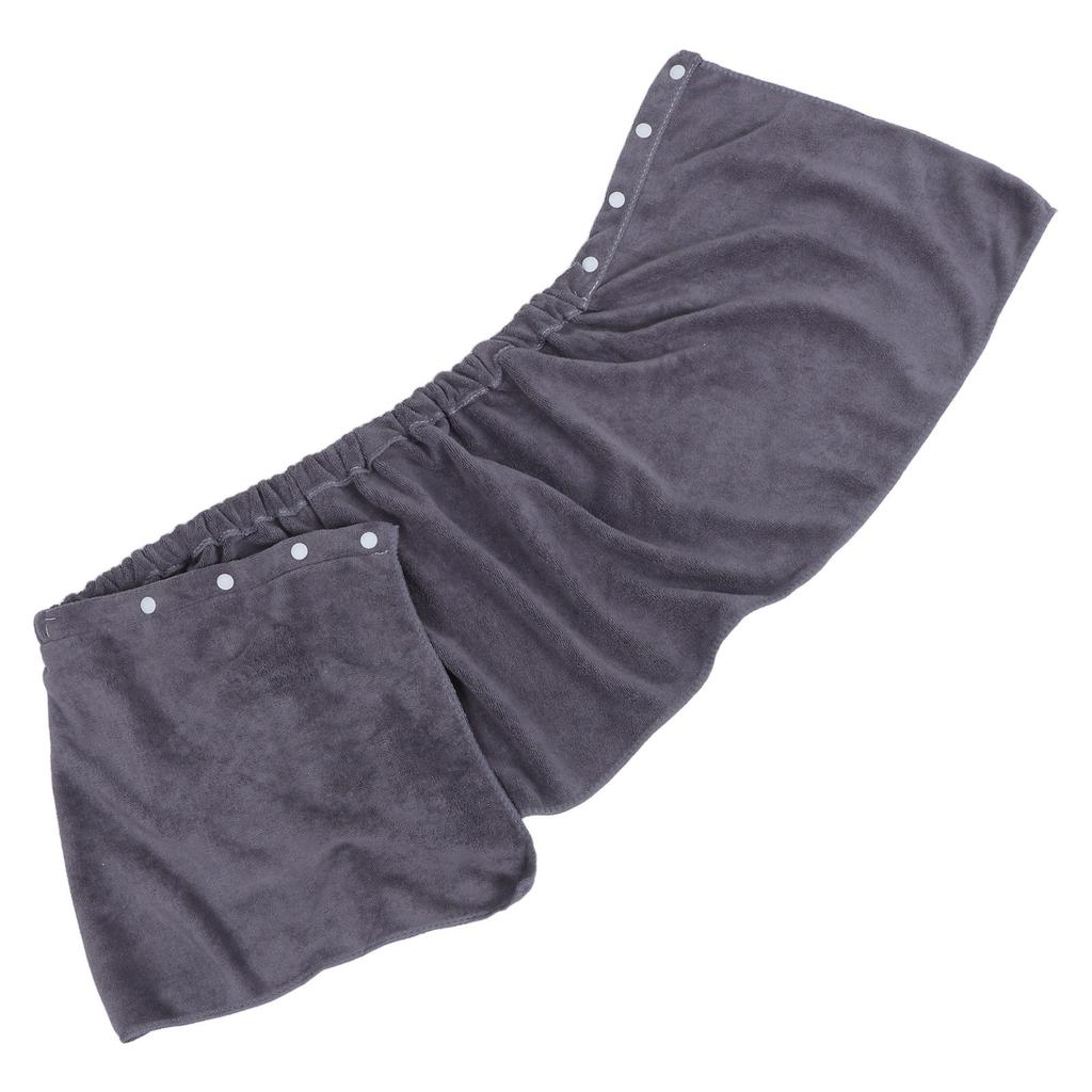 Mens Bath Towel Pants Grey Adjustable Snap Closure Highly Absorbent Wearable Shower Wrap for Home Gym Spa Beach Pool After Swim