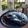 1pc Jack Skellington Nightmare Pastel Floral Blue Printed Chair Rug for Home Office Use, Living Room Kitchen Game Room Round Carpet