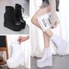Autumn Womens Ankle Boots Black 14cm Ultra High Heel Lace-up Platform Bottes Sexy Inner Heigthen Wedges Black Short Botas
