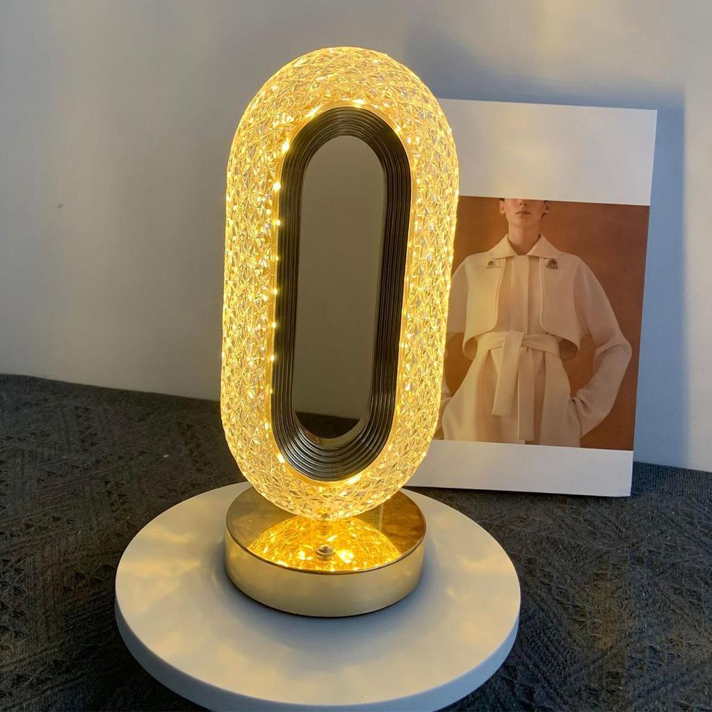 Crystal Oval Table Lamp Led Small Night Light Street Diy Snowy Flowing Hemp Snow Night-light Convenient-light Bedroom-girl-light