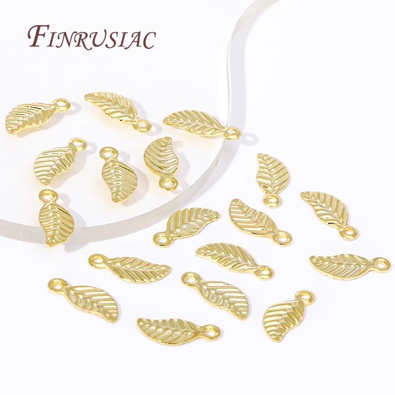50/100Pcs Leaf Tag Charm Pendants Accessories 18K Gold Plated Extend Chain Tag Jewelry Making DIY Necklace Fittings