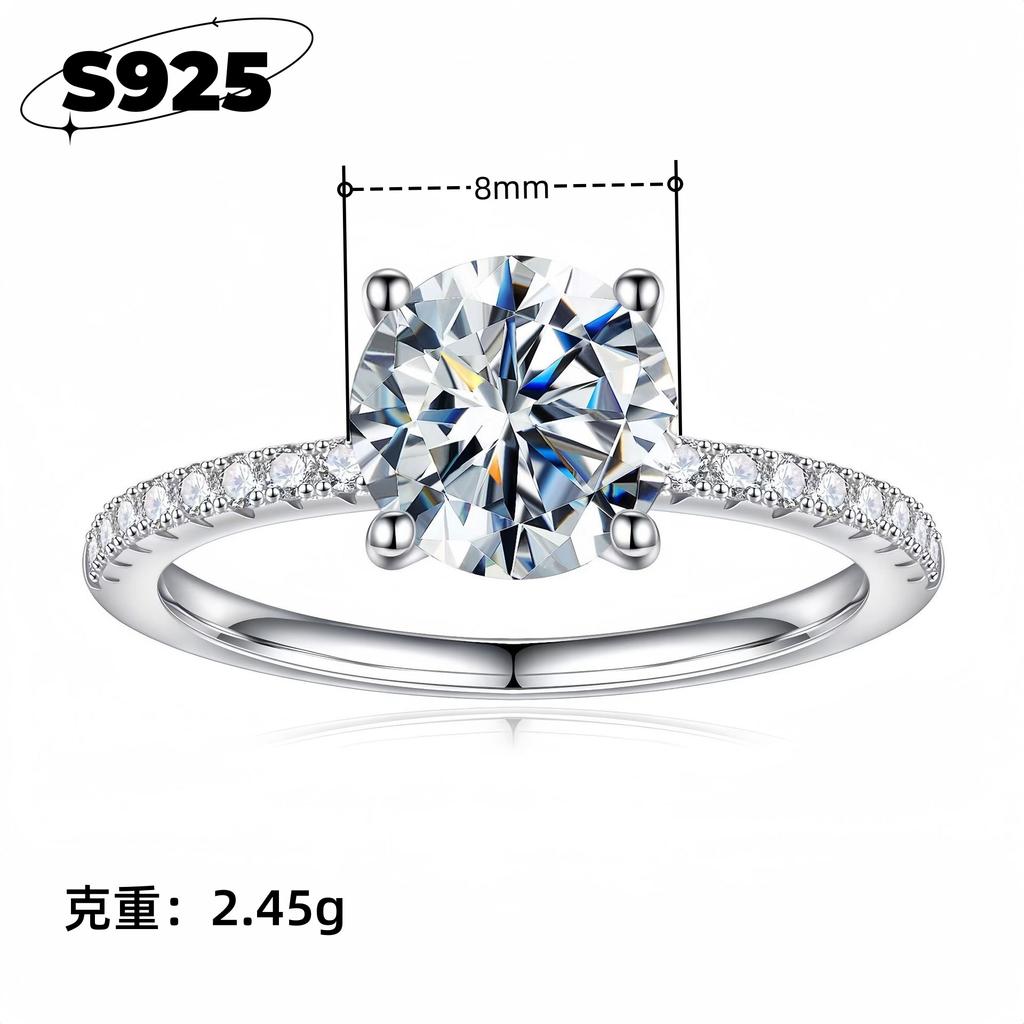 S925 Pure Silver Ring - Fashionable and Non-fading, Simple Zirconia Ring - Wedding Ring